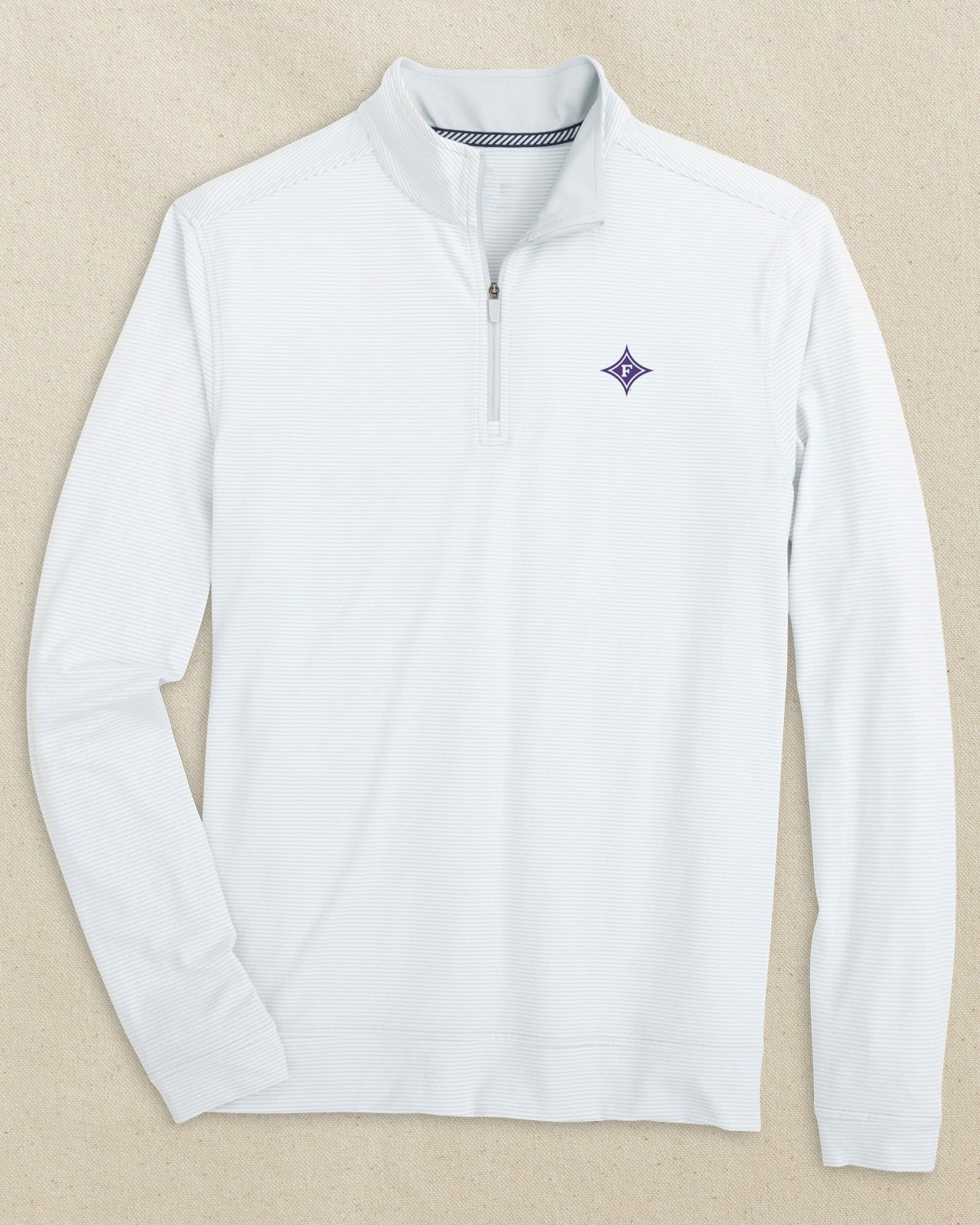 Southern Tide Furman Paladins Cruiser Micro-Stripe Quarter Zip For Collegiate