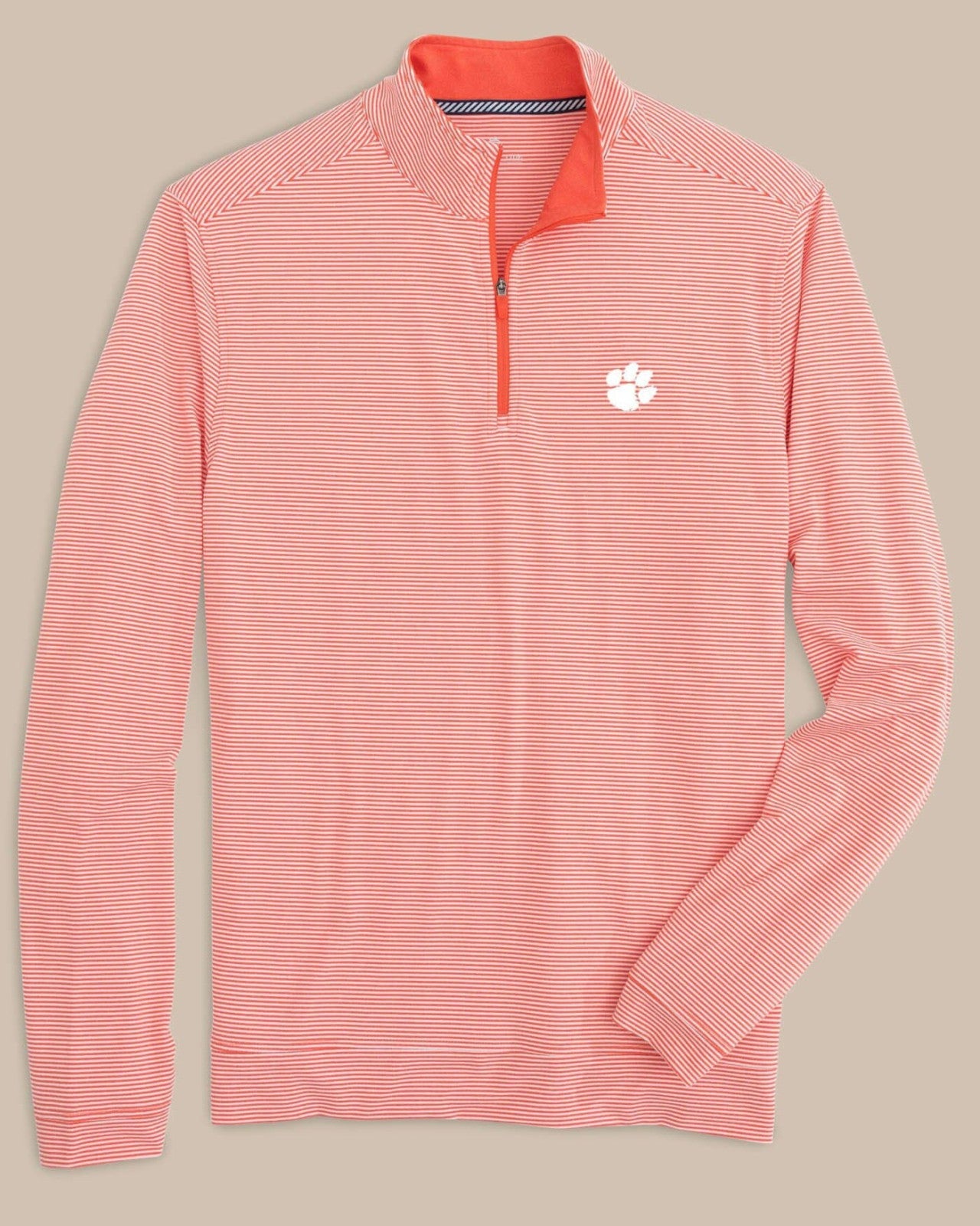 Southern Tide Clemson Tigers Stripe Heather Quarter Zip For Collegiate