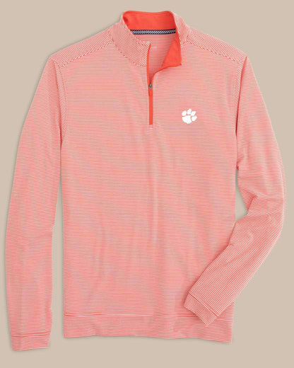 Southern Tide Clemson Tigers Stripe Heather Quarter Zip For Collegiate