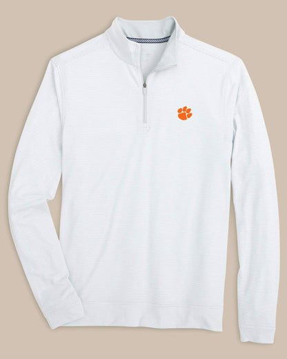 Southern Tide Clemson Tigers Stripe Heather Quarter Zip For Collegiate