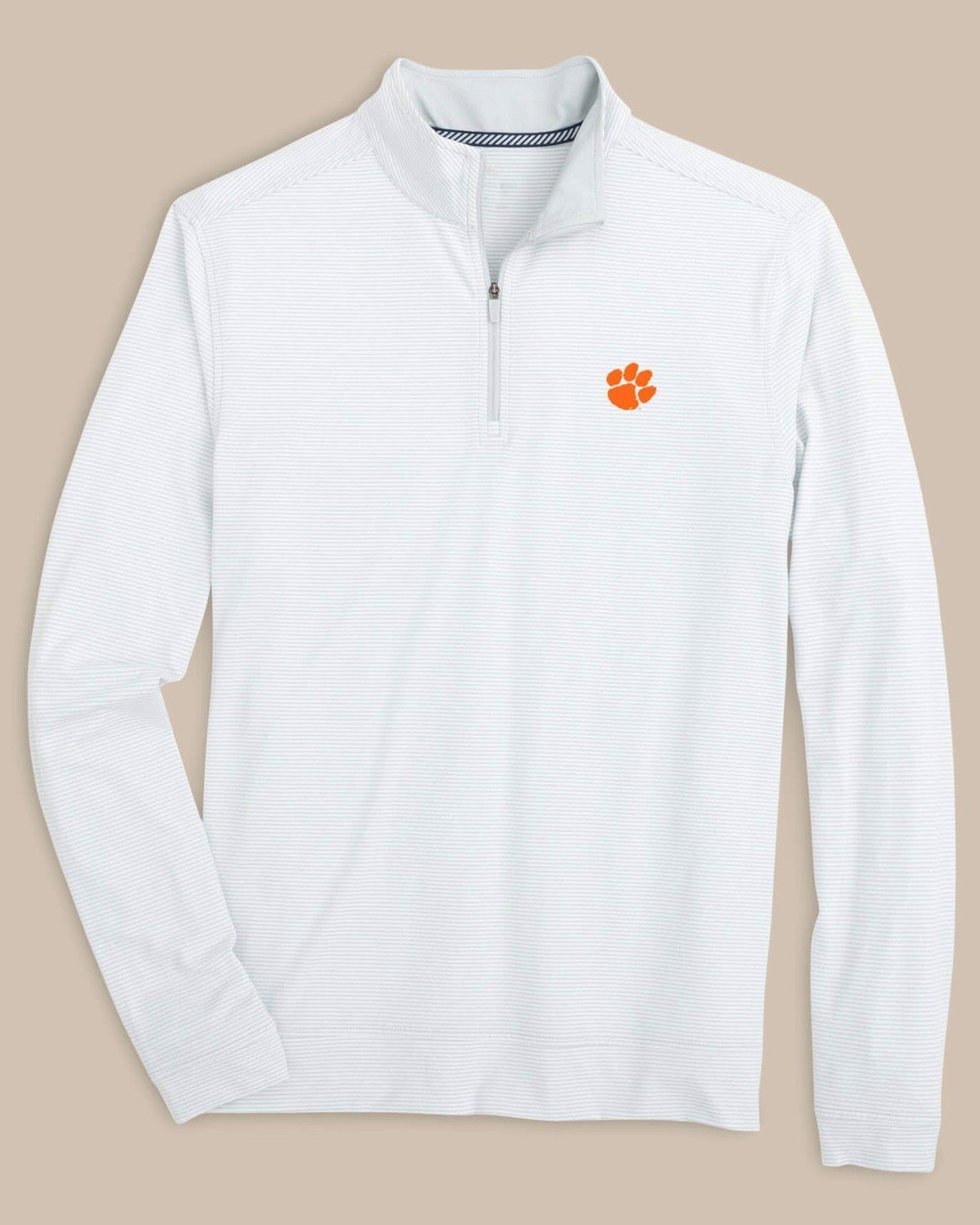 Southern Tide Clemson Tigers Stripe Heather Quarter Zip For Collegiate