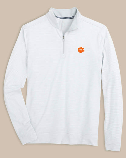 Southern Tide Clemson Tigers Stripe Heather Quarter Zip For Collegiate