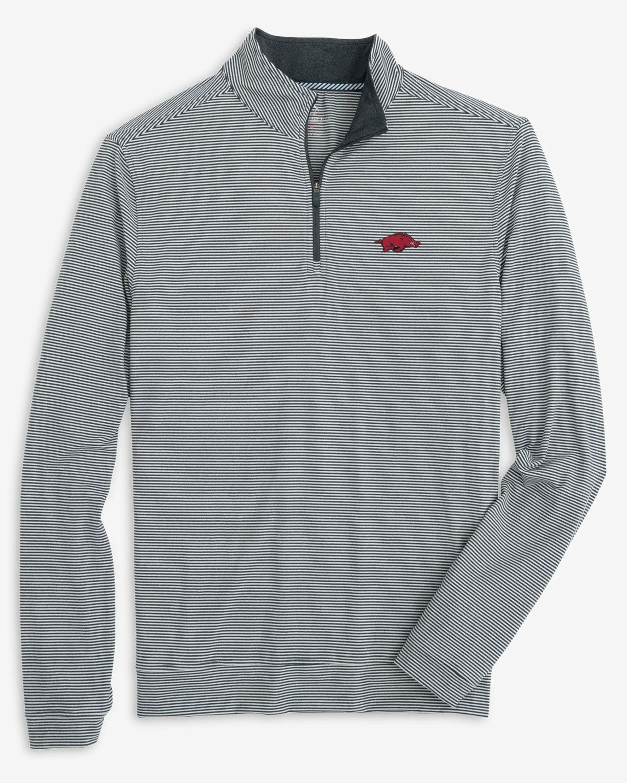 Southern Tide Arkansas Razorbacks Stripe Heather Quarter Zip For Collegiate
