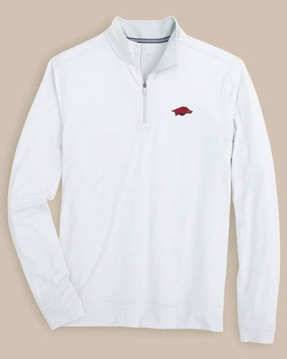 Southern Tide Arkansas Razorbacks Stripe Heather Quarter Zip For Collegiate