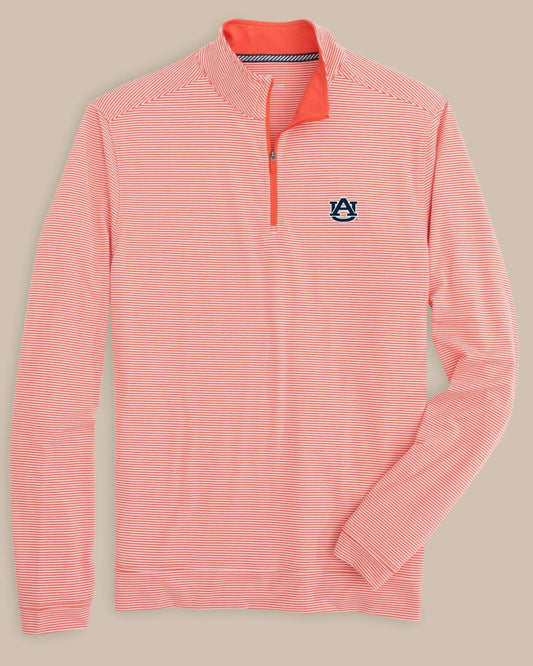 Southern Tide Auburn Tigers Cruiser Stripe Heather Quarter Zip For Collegiate