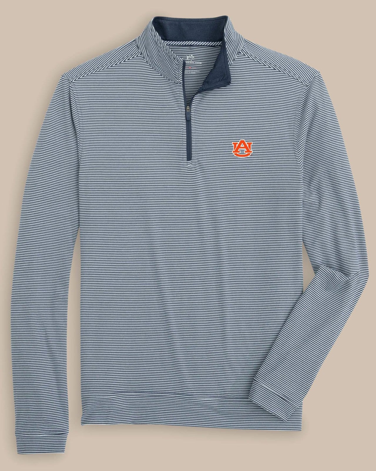 Southern Tide Auburn Tigers Cruiser Stripe Heather Quarter Zip For Collegiate