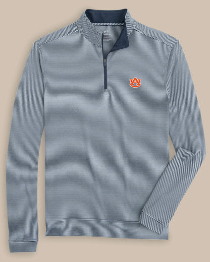 Southern Tide Auburn Tigers Cruiser Stripe Heather Quarter Zip For Collegiate