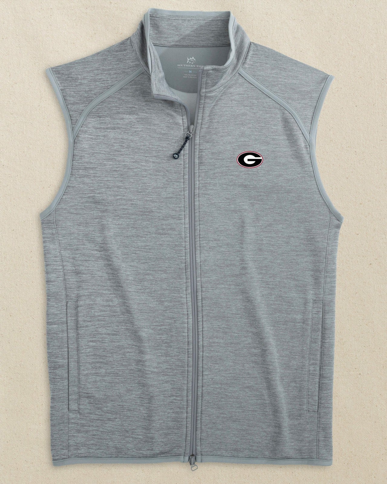 Southern Tide Georgia Bulldogs Oval G Baybrook Heather Vest For Collegiate