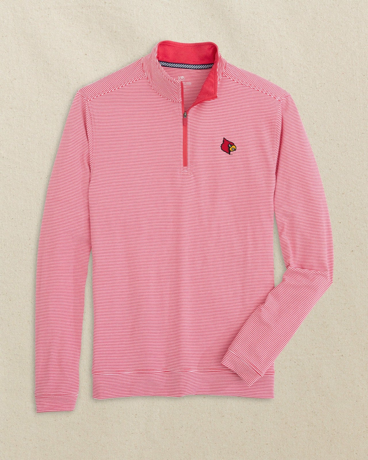 Southern Tide Louisville Cardinals Micro-Stripe Quarter Zip For Collegiate