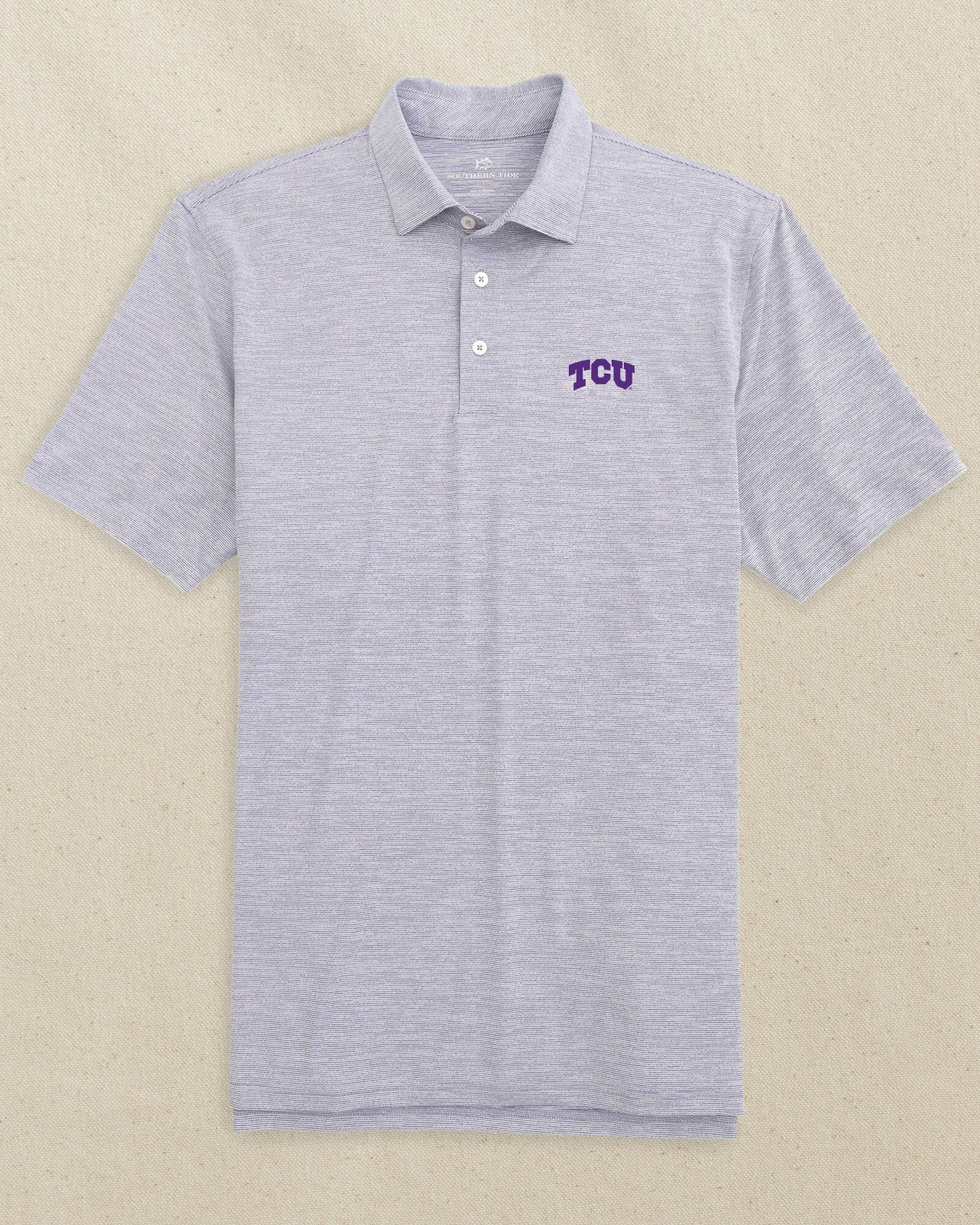 Southern Tide TCU Horned Frogs Driver Spacedye Polo Shirt For Collegiate