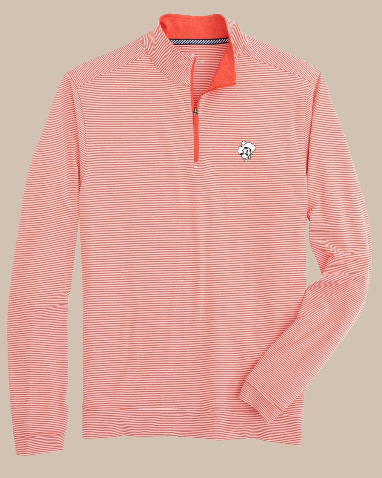 Southern Tide Oklahoma State Cowboys Stripe Heather Quarter Zip For Collegiate
