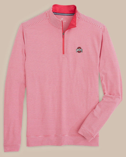 Southern Tide Ohio State Buckeyes Stripe Heather Quarter Zip For Collegiate