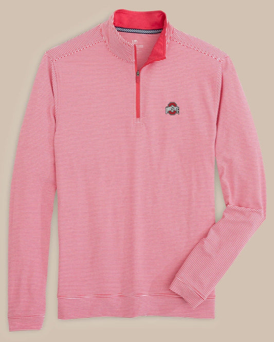 Southern Tide Ohio State Buckeyes Stripe Heather Quarter Zip For Collegiate