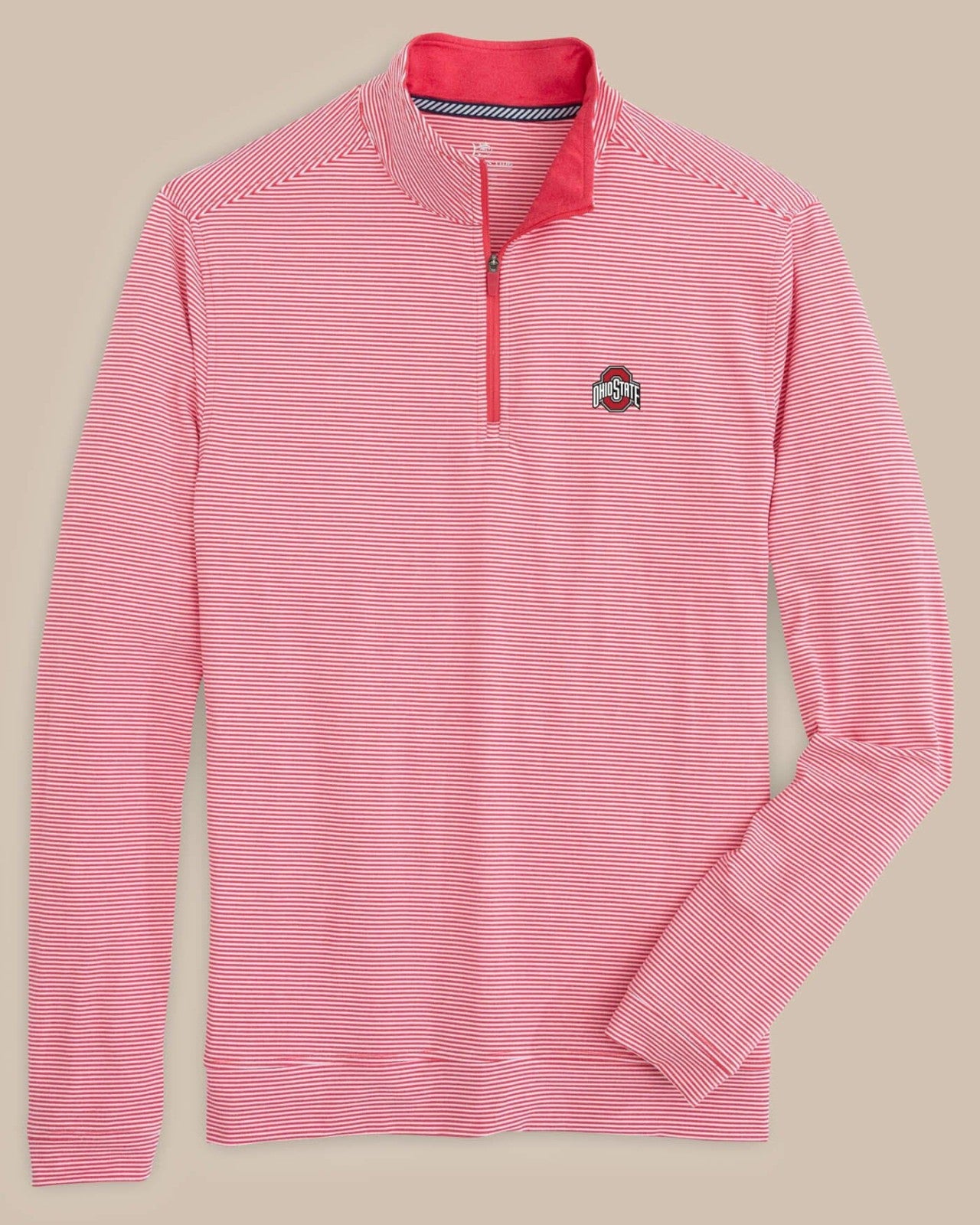 Southern Tide Ohio State Buckeyes Stripe Heather Quarter Zip For Collegiate