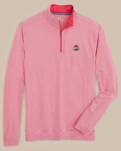 Southern Tide Ohio State Buckeyes Stripe Heather Quarter Zip For Collegiate