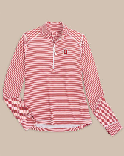 Southern Tide Ohio State Buckeyes Striped Quarter Zip For Collegiate