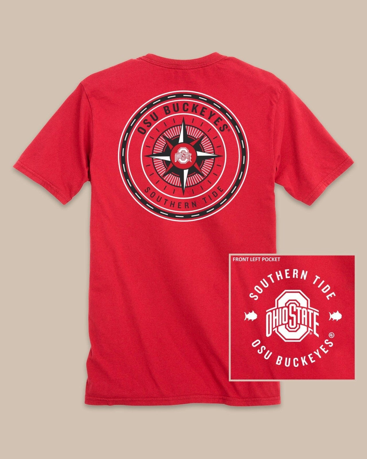 Southern Tide Ohio State Buckeyes Gameday Compass T-Shirt For Collegiate