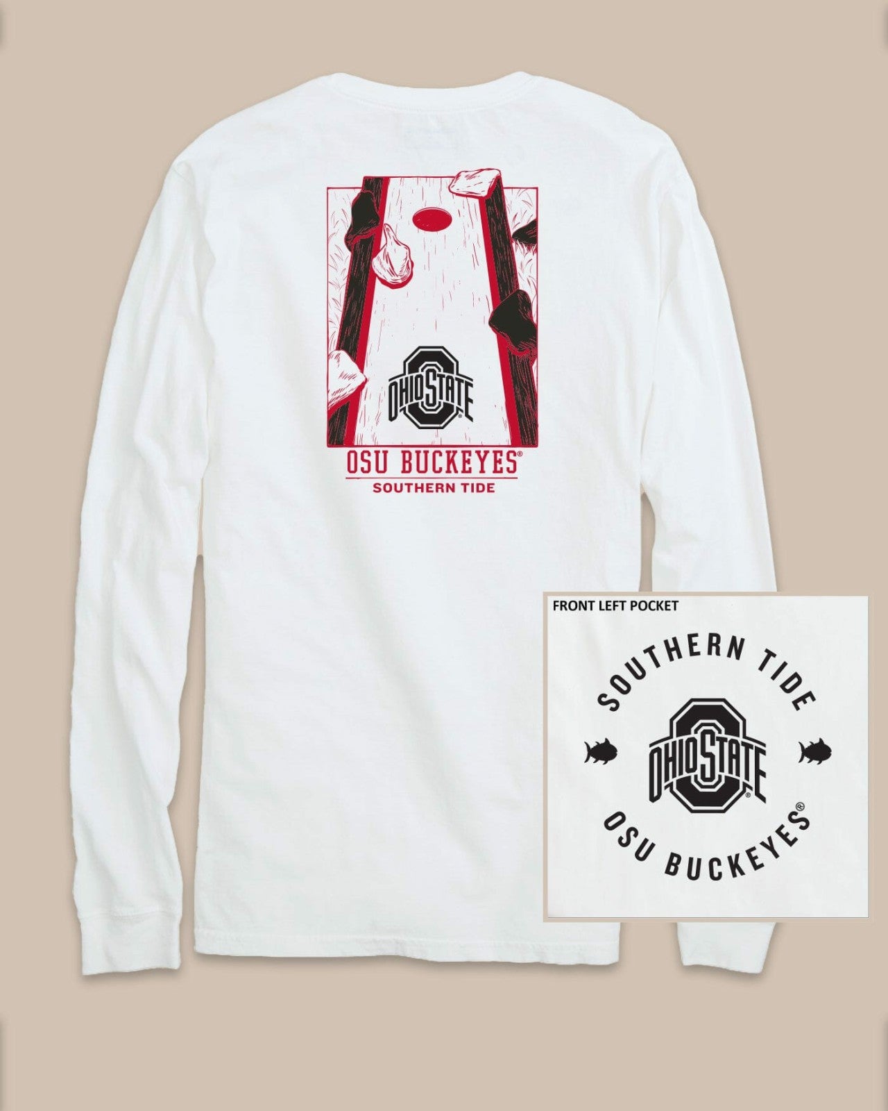 Southern Tide Ohio State Buckeyes Gameday Cornhole T-Shirt For Collegiate