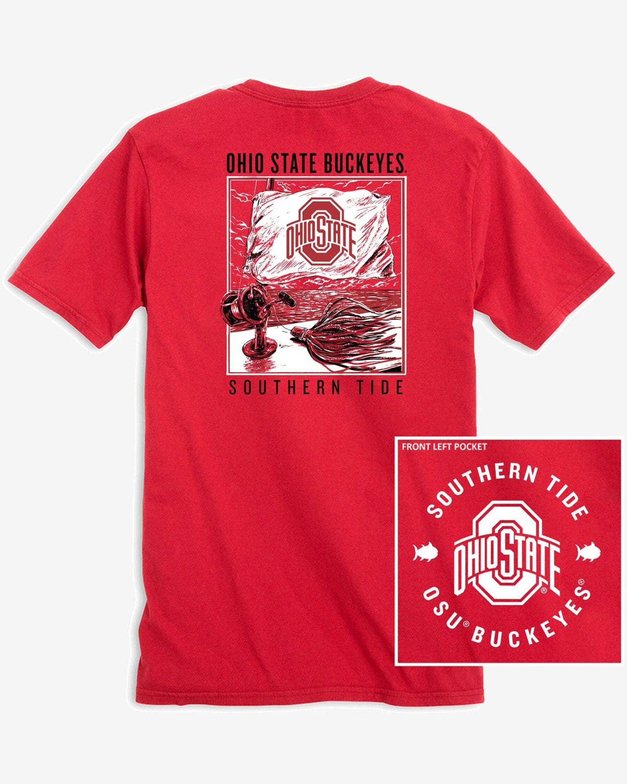 Southern Tide Ohio State Buckeyes Fishing Flag T-Shirt For Collegiate