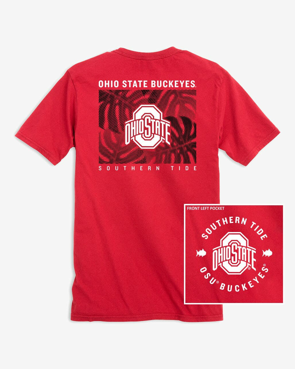 Southern Tide Ohio State Buckeyes Halftone Monstera T-Shirt For Collegiate