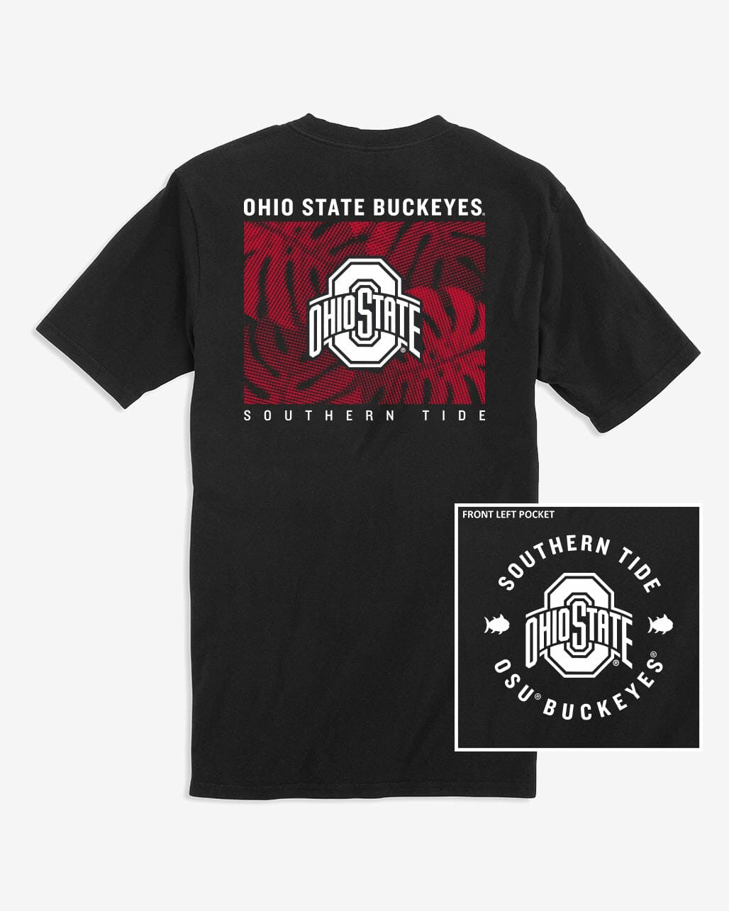 Southern Tide Ohio State Buckeyes Halftone Monstera T-Shirt For Collegiate