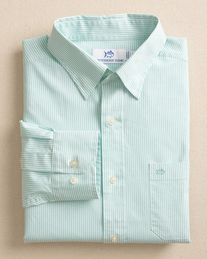 Southern Tide Charleston Mint Granby Stripe Long Sleeve Shirt For Sale