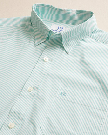 Southern Tide Charleston Mint Granby Stripe Long Sleeve Shirt For Sale