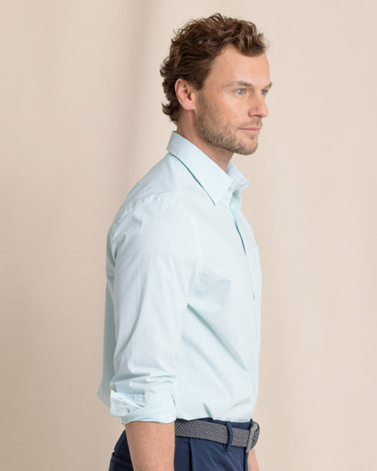 Southern Tide Charleston Mint Granby Stripe Long Sleeve Shirt For Sale