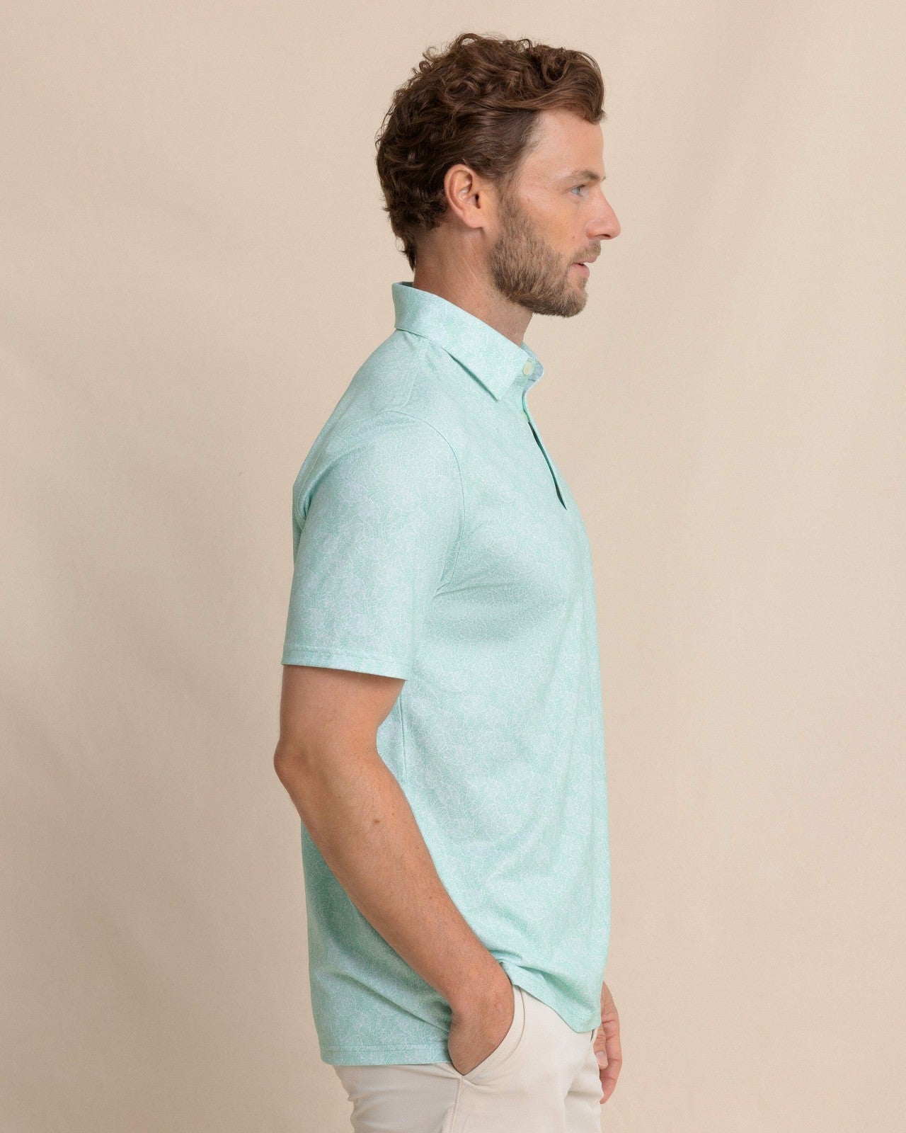 Southern Tide Driver Beach Palms Printed Polo For Sale