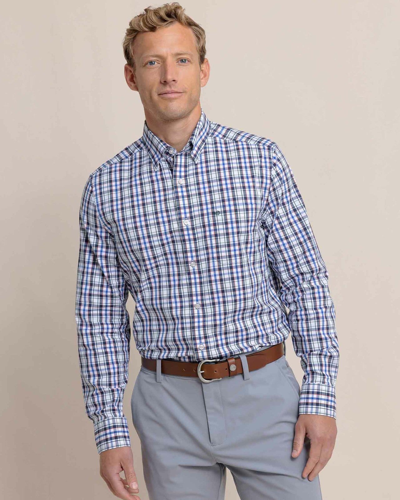 Southern Tide Charleston Master Plaid Long Sleeve Sport Shirt For Sale