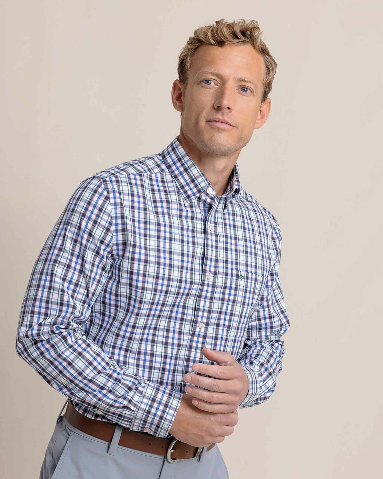 Southern Tide Charleston Master Plaid Long Sleeve Sport Shirt For Sale