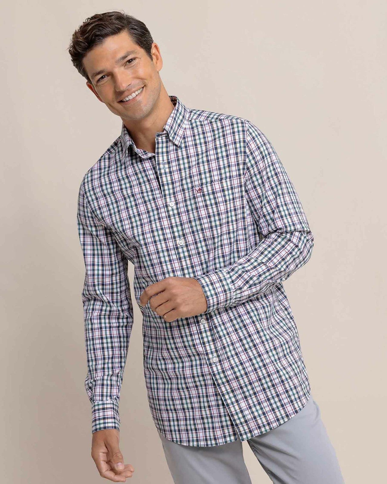 Southern Tide Charleston Master Plaid Long Sleeve Sport Shirt For Sale