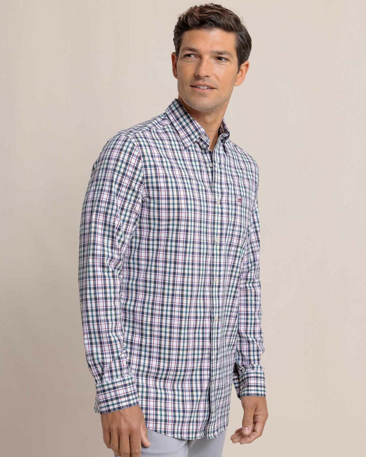 Southern Tide Charleston Master Plaid Long Sleeve Sport Shirt For Sale