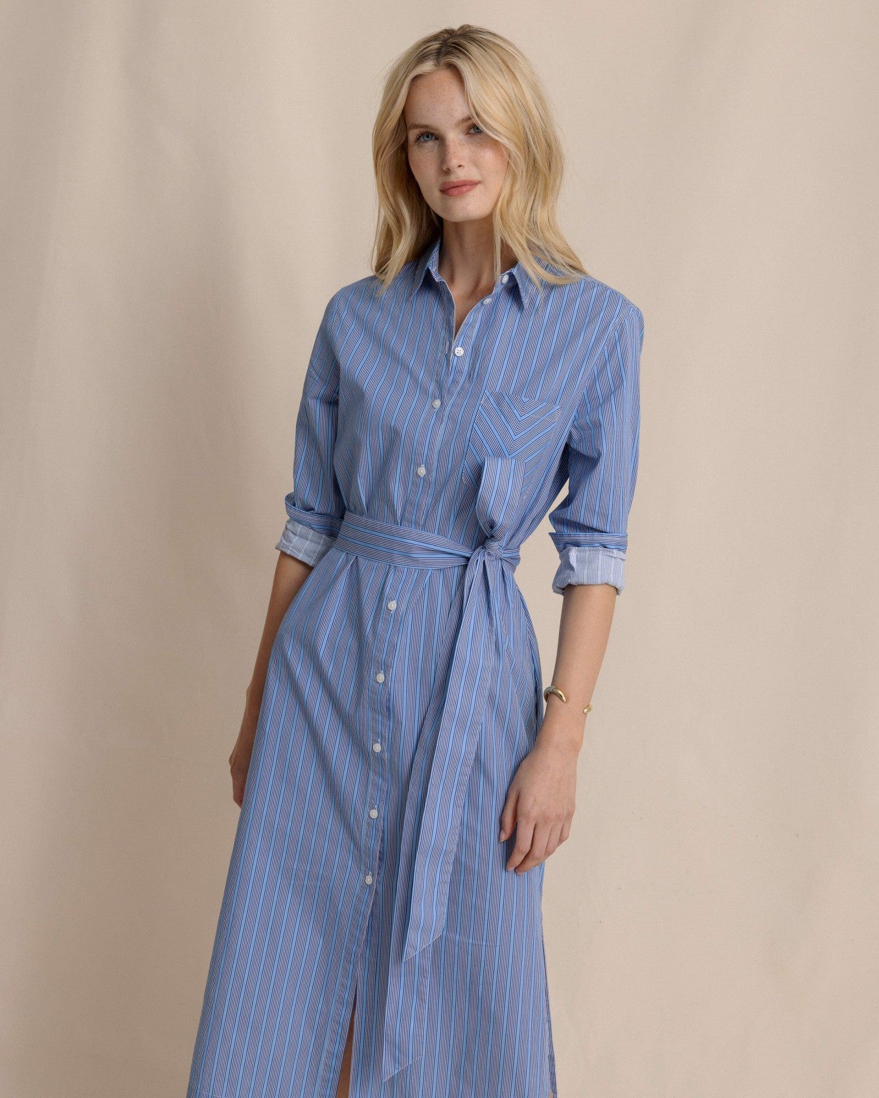 Southern Tide Trista Striped Midi Shirt Dress For Sale