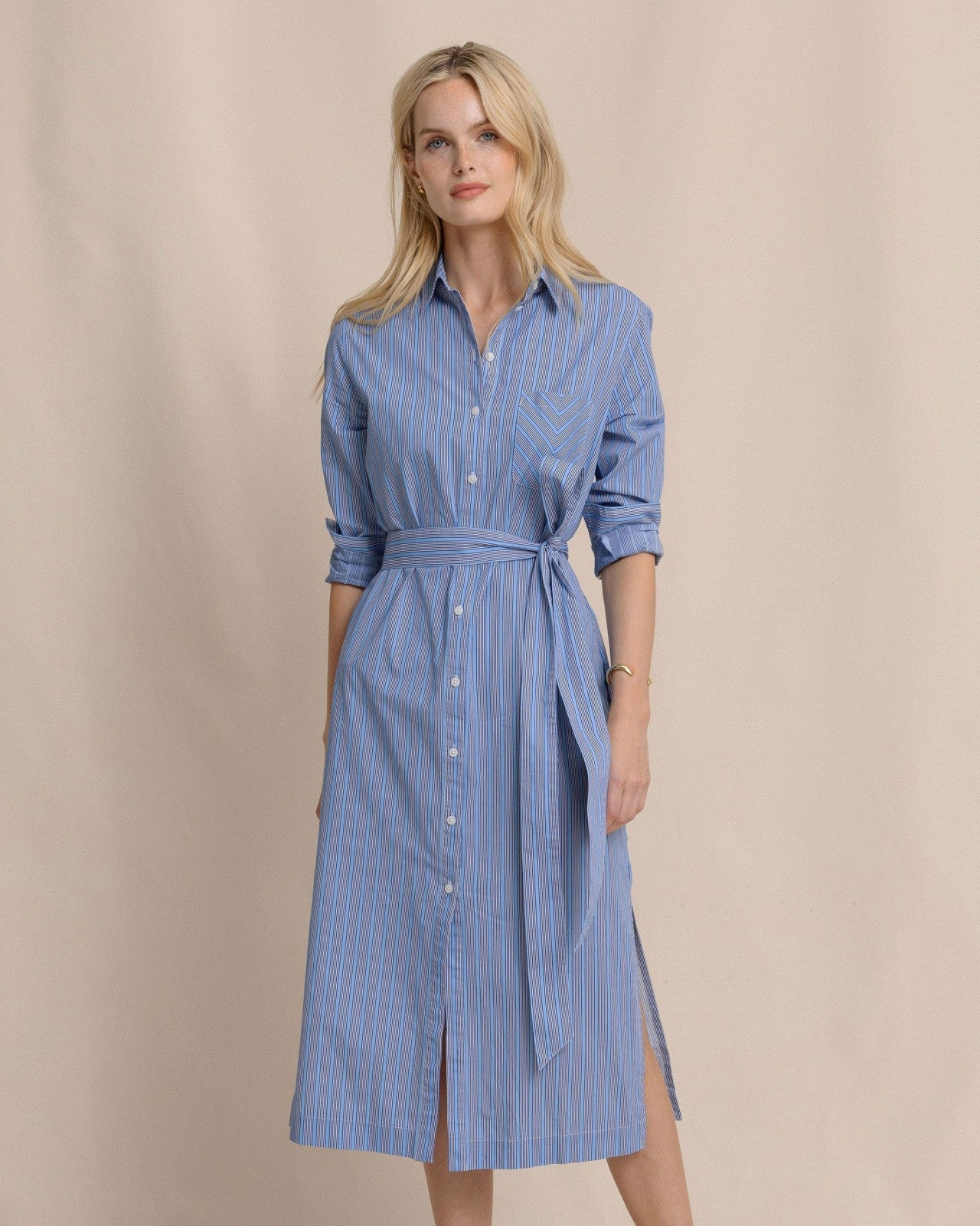 Southern Tide Trista Striped Midi Shirt Dress For Sale