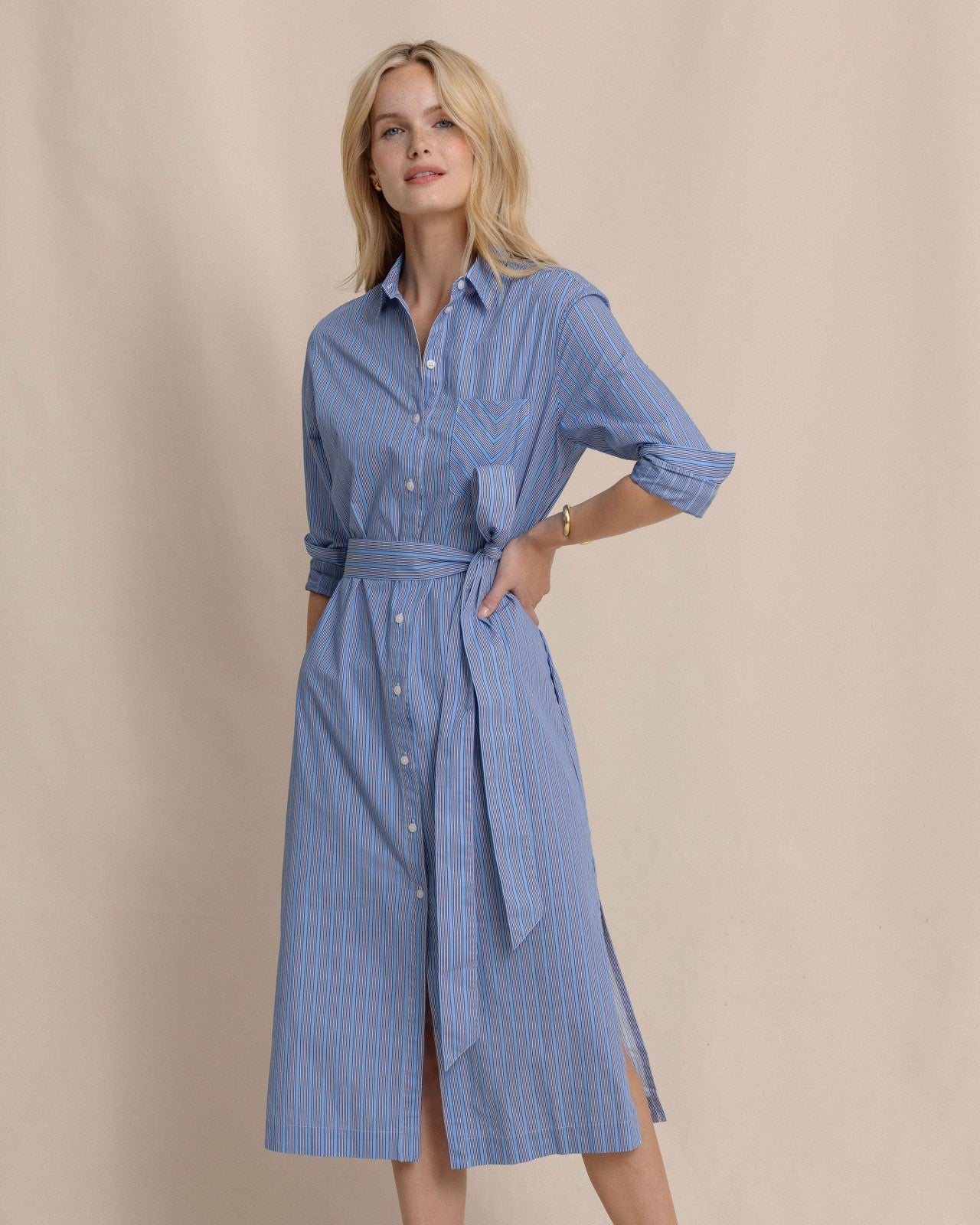 Southern Tide Trista Striped Midi Shirt Dress For Sale