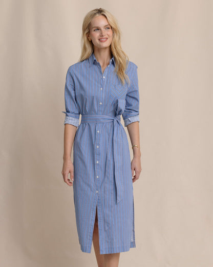 Southern Tide Trista Striped Midi Shirt Dress For Sale