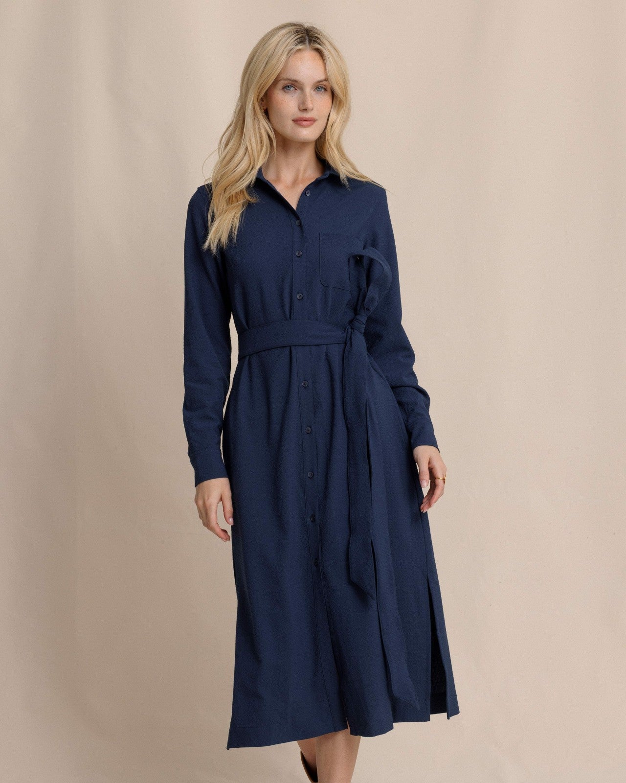 Southern Tide Trista Textured Midi Shirt Dress For Sale