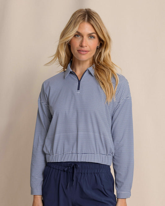 Southern Tide Kira Half Zip Stripe Pullover For Sale