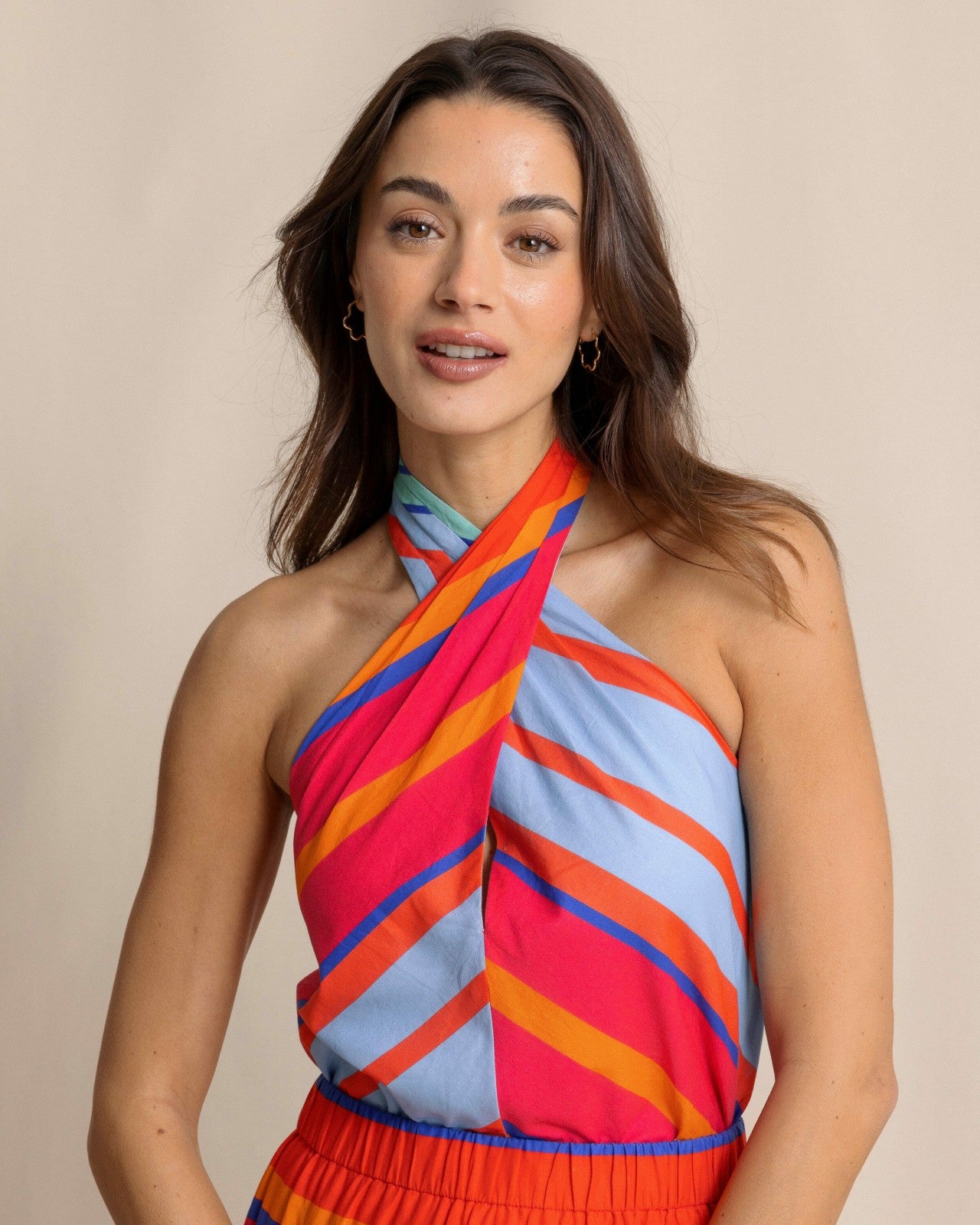 Southern Tide Fallon Calypso Cay Stripe Halter Top For Sale