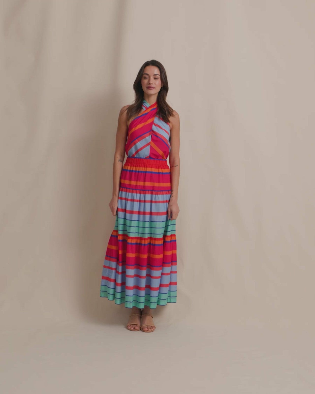 Southern Tide Fallon Calypso Cay Stripe Halter Top For Sale