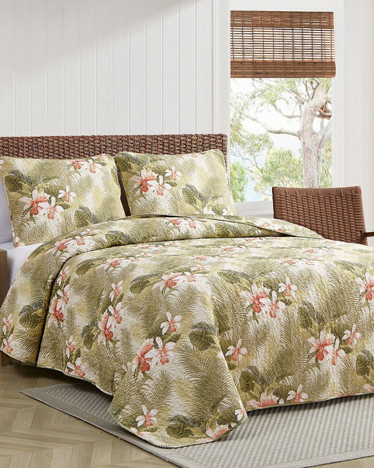 Tommy Bahama | Tropical Orchid 2-Piece Twin Quilt Set / Green