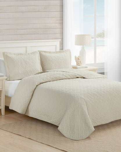 Tommy Bahama | Raffia Solid 2-Piece Twin Quilt Set / Beige