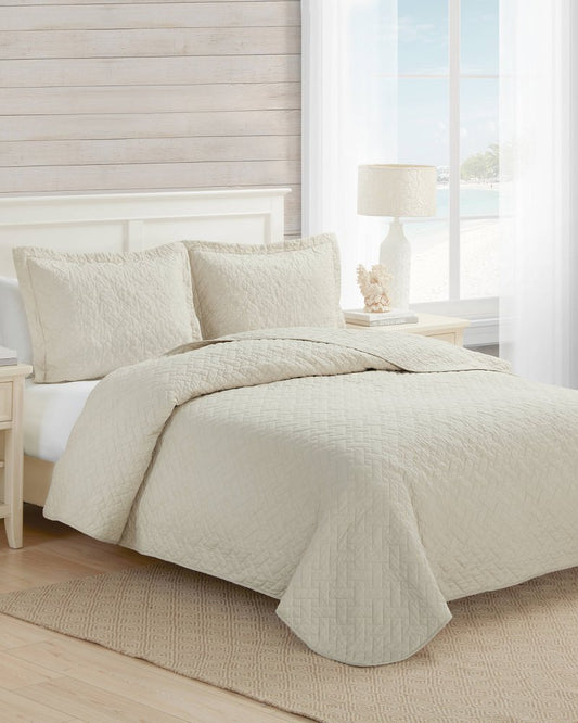 Tommy Bahama | Raffia Solid 2-Piece Twin Quilt Set / Beige