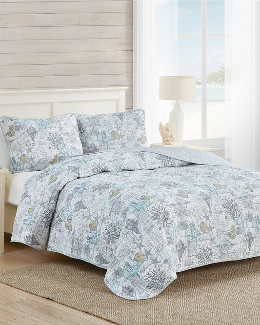 Tommy Bahama | Beach Bliss 3-Piece King Quilt Set / Grey
