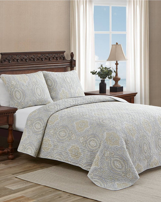 Tommy Bahama | Turtle Cove 3-Piece Full/Queen Quilt Set / Grey