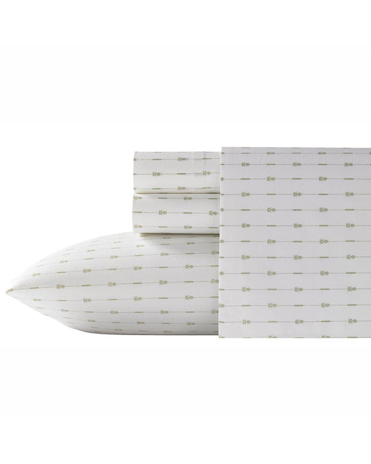 Tommy Bahama | Pineapple Pinstripe 4-Piece Queen Sheet Set / Palm Green