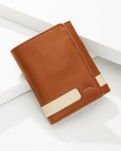 Tommy Bahama | Nylon Inlay Trifold Wallet / Tan