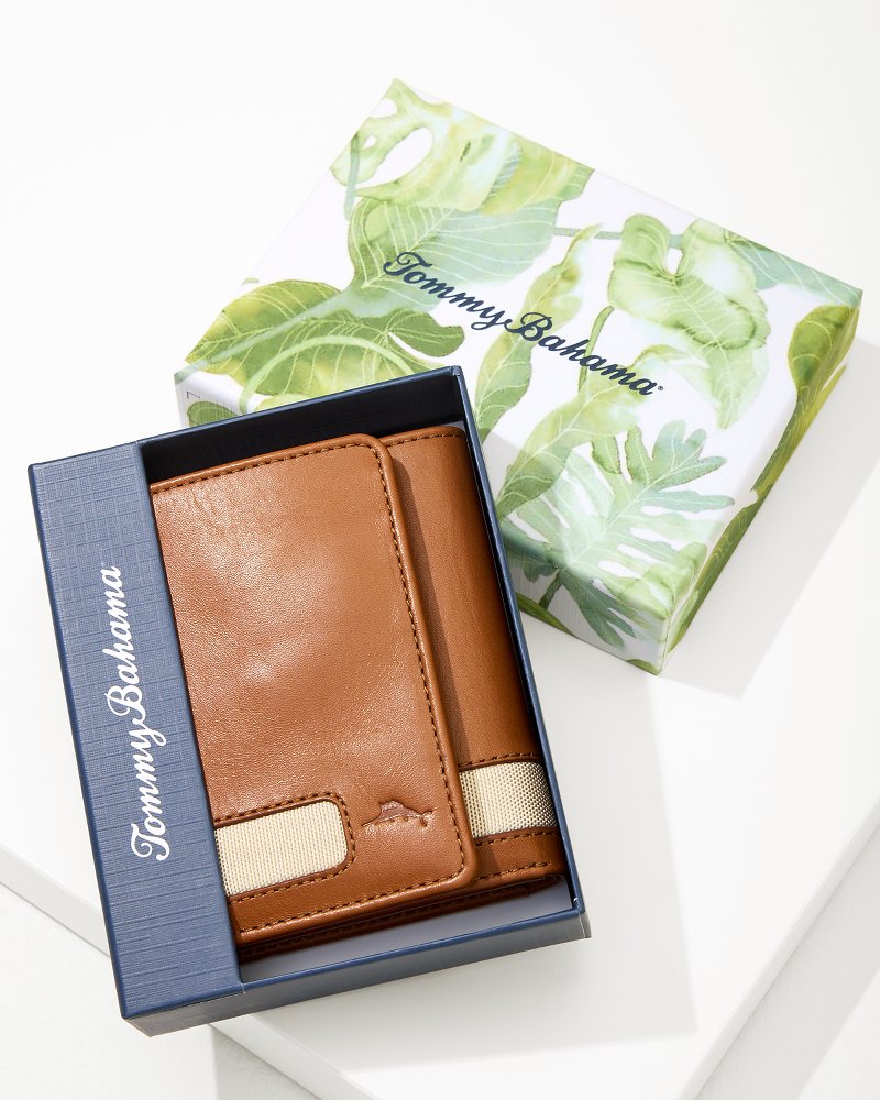 Tommy Bahama | Nylon Inlay Trifold Wallet / Tan