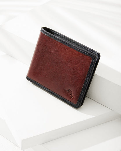 Tommy Bahama | Contrast Binding Slimfold Wallet / Black/Cognac